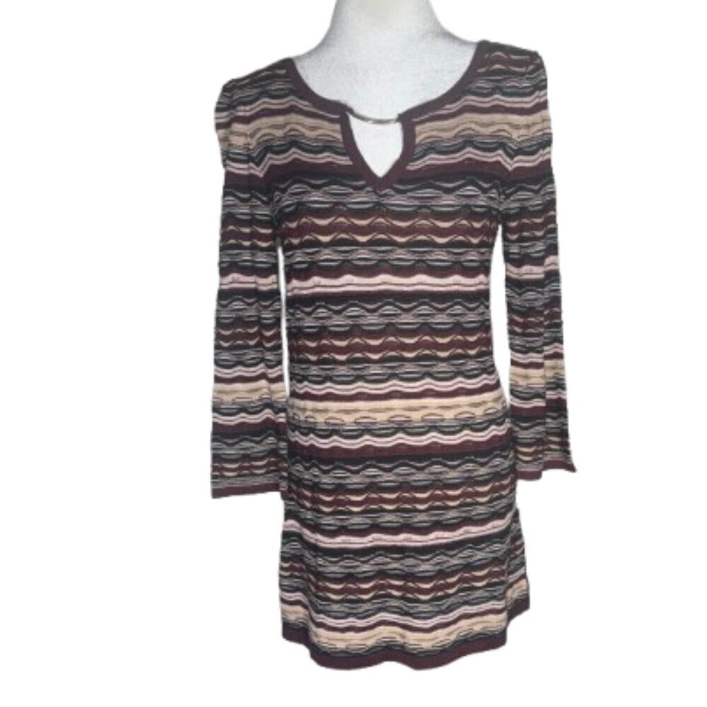 White House Black Market Multicolor 3/4 Sleeve Knit Dress Women's Medium